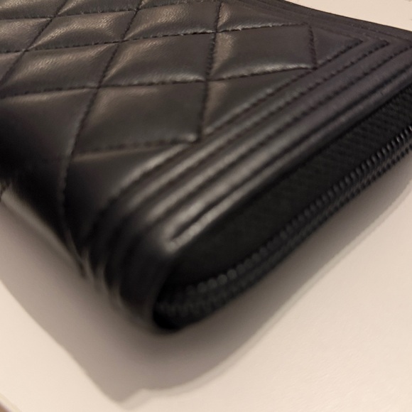 Chanel Boy Zipper Long Wallet Black Genuine Leather Excellent Condition - Picture 4 of 13